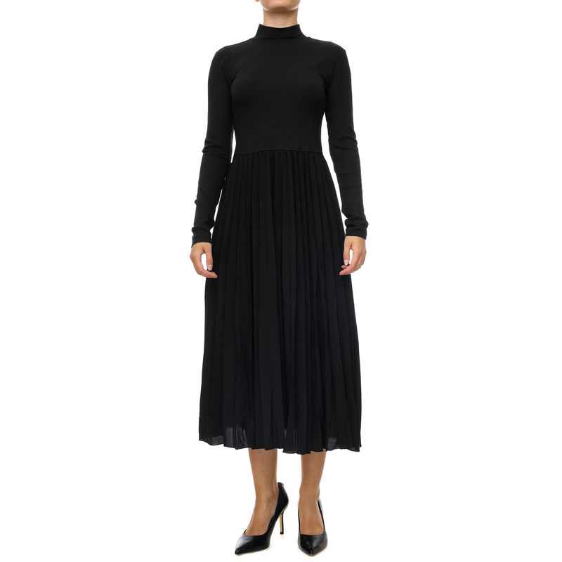 Ženska haljina Tommy Hilfiger Rib Mix F&F Pleated dress Ls