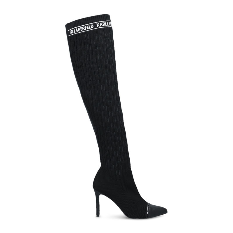 Ženske čizme Karl Lagerfeld Pandora Monogram Ribbed Knee Boot
