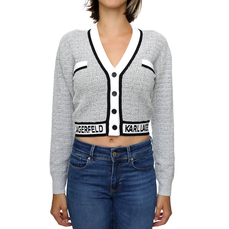 Ženski džemper Karl Lagerfeld Cropped Boucle Cardigan