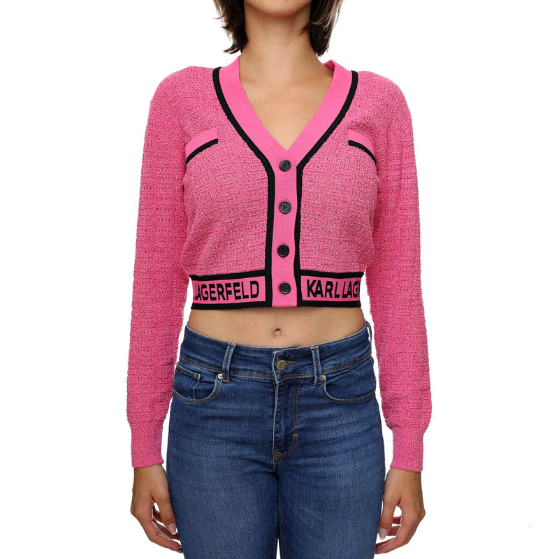 Ženski džemper Karl Lagerfeld Cropped Boucle Cardigan