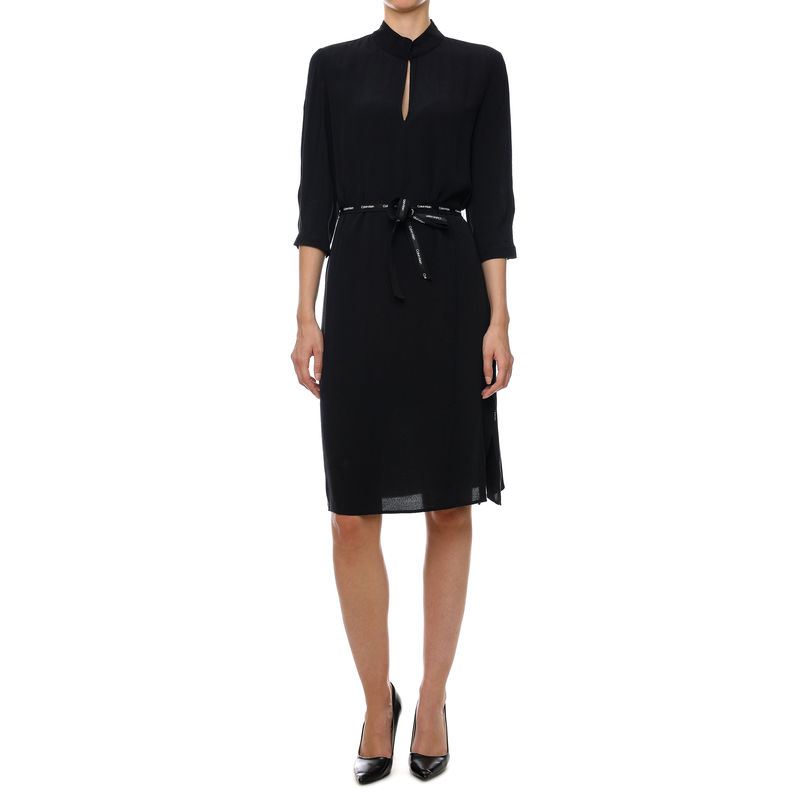 Ženska haljina Calvin Klein VISCOSE CREPE PRT OPEN NK DRESS