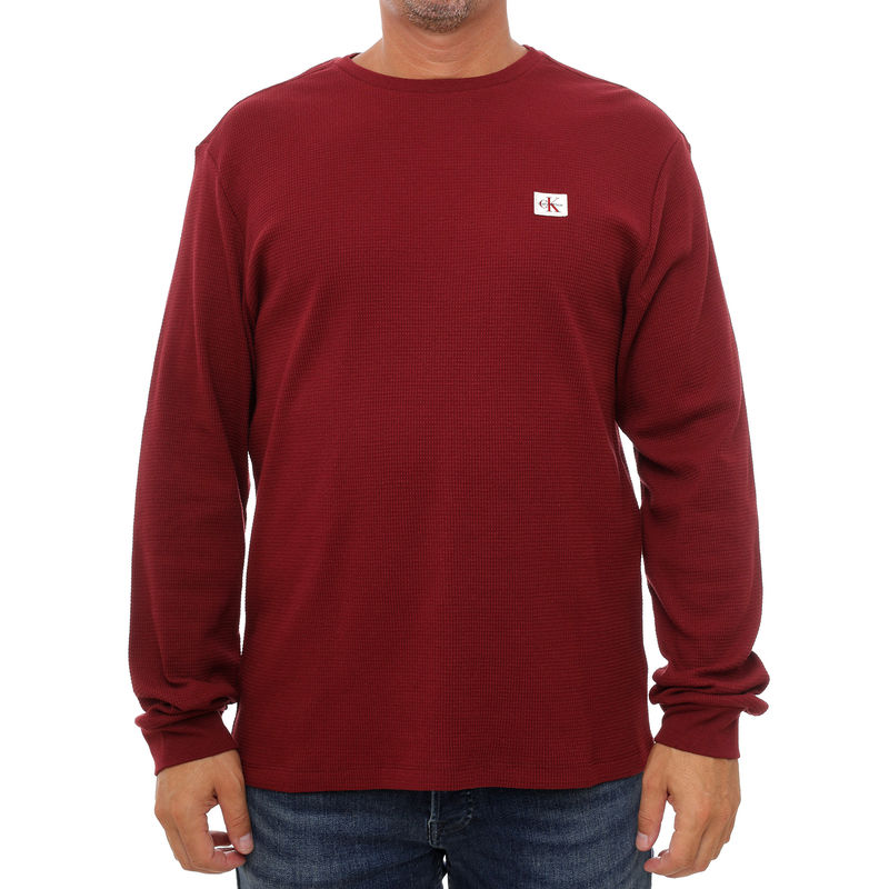 Muška majica Calvin Klein ls waffle badge crewnk tee