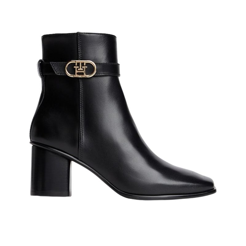 Ženske čizme Tommy Hilfiger th strap leather block heel boot