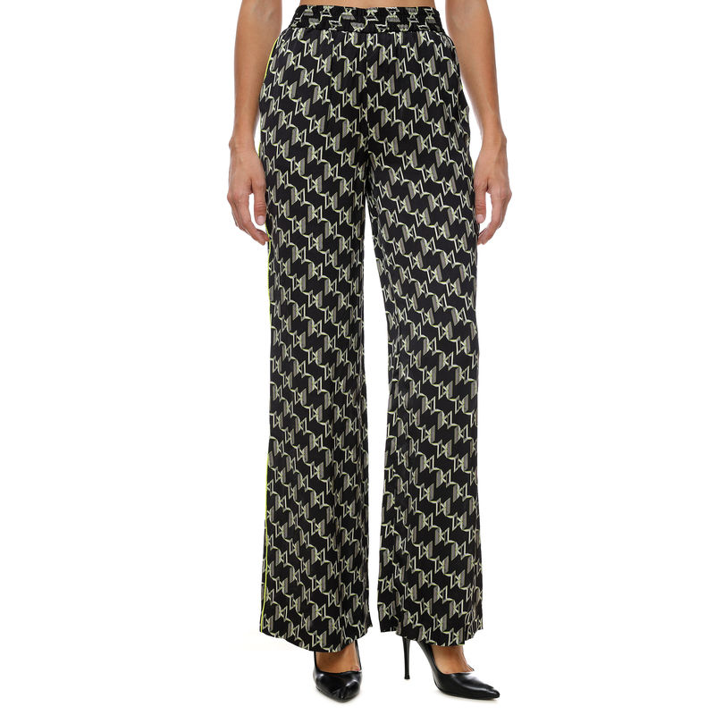 Ženske pantalone Karl Lagerfeld PRINTED MONOGRAM SATIN PANTS