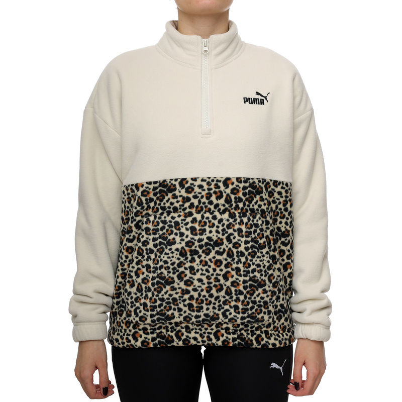 Ženski duks Puma Ess graphic animal relaxed half-zip crew