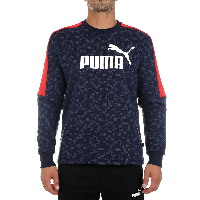 Muški duks Puma Logo AOP Pack Crew FL Peacoat-AOP