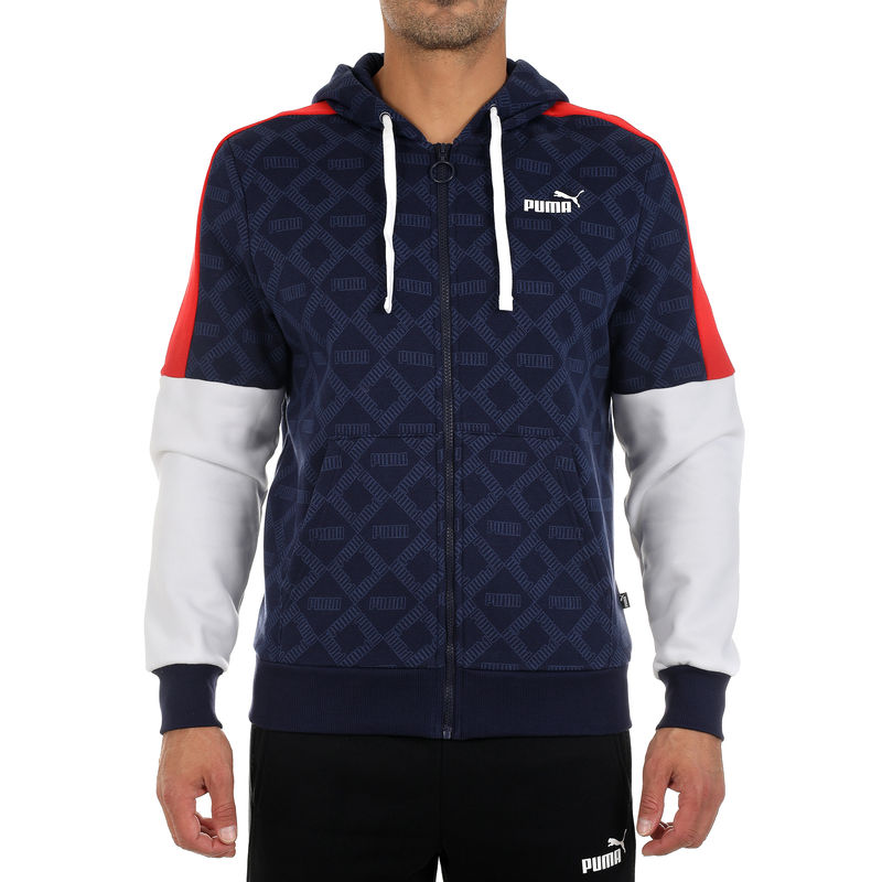 Muški duks Puma Logo AOP Pack Hoodie FL Peacoat-AOP