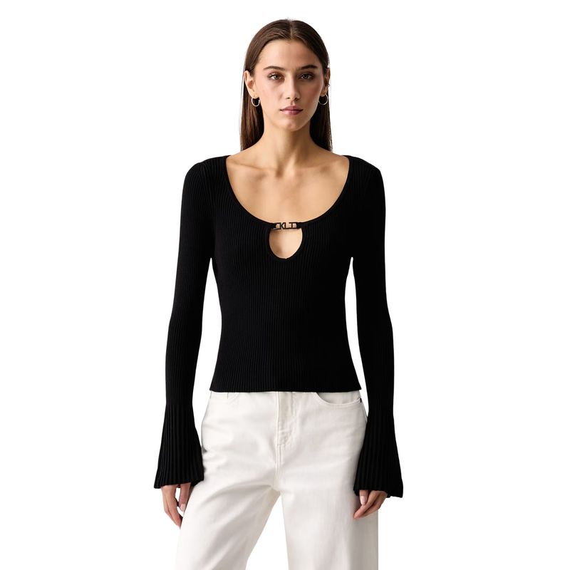 Ženski duks Karl Lagerfeld Jeans metal logo knit sweater