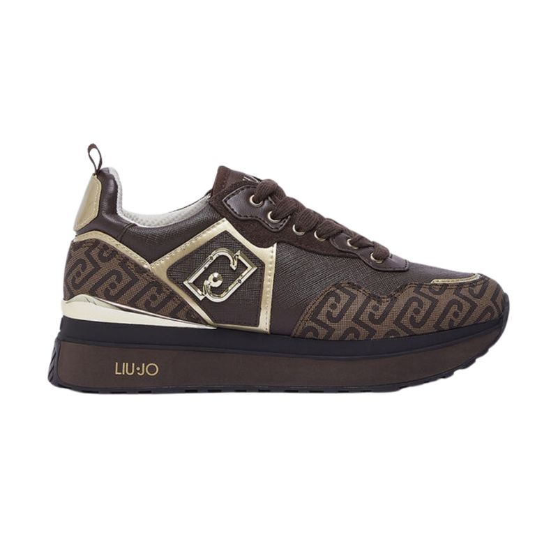 Ženske patike Liu Jo Liu jo maxi wonder 01 - sneaker monogram saffiano moka