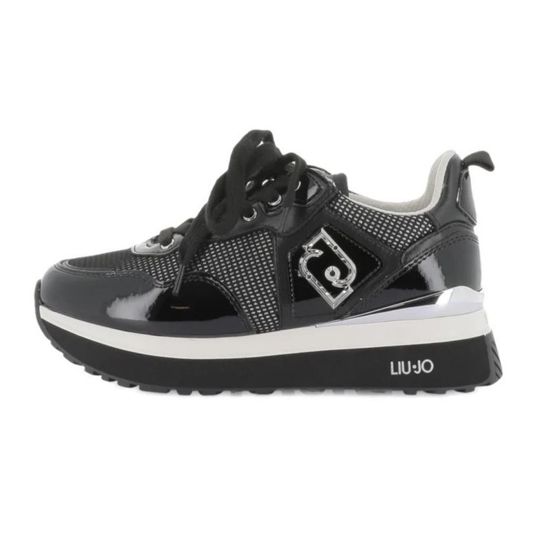 Ženske patike Liu Jo Liu jo maxi wonder 01 - sneaker patent/glitter mesh black