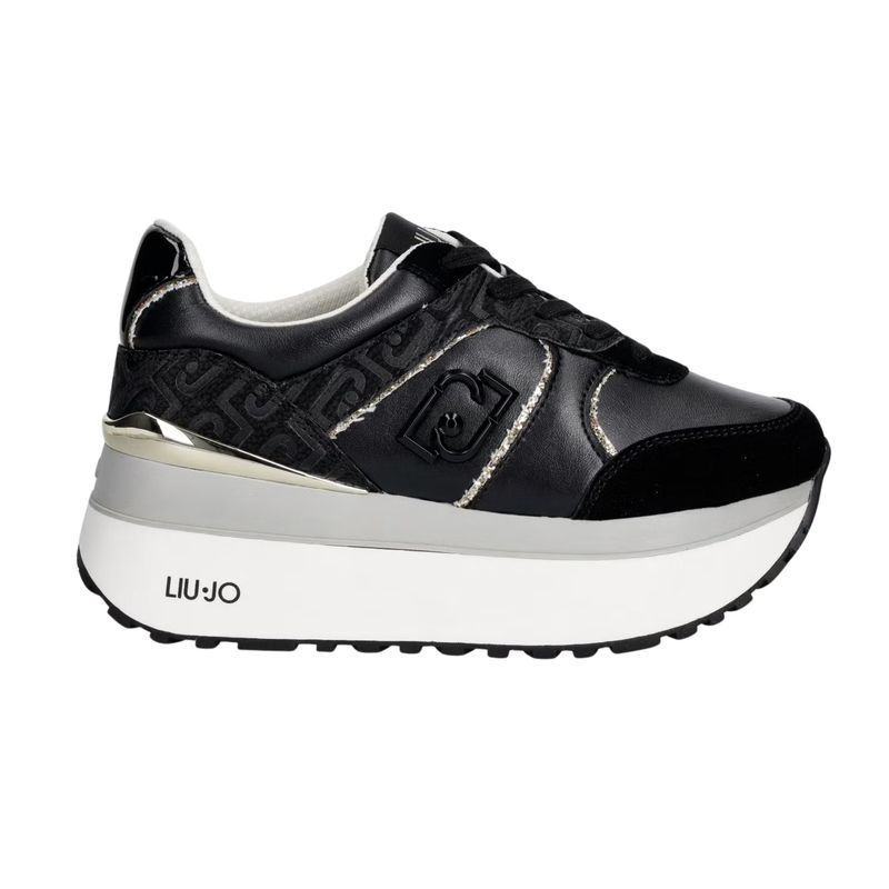 Ženske patike Liu Jo Liu jo maxi wonder plus 02 - sneaker calf leather/cow sue black