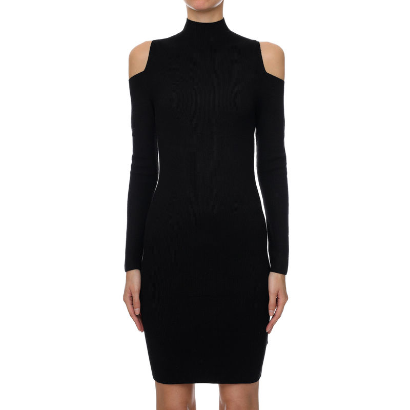 Ženska haljina Calvin Klein COLD SHOULDER LOGO SWEATER DRESS