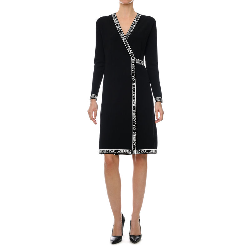 Ženska haljina Karl Lagerfeld KNITTED WRAP DRESS