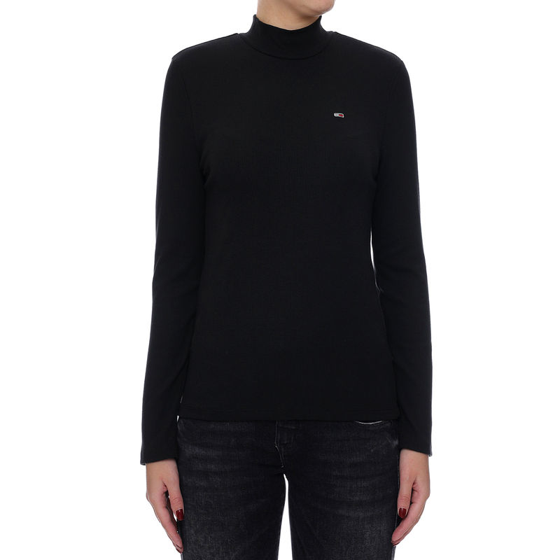 Ženska majica Tommy Hilfiger-RIB MOCK NECK LONGSLEEVE