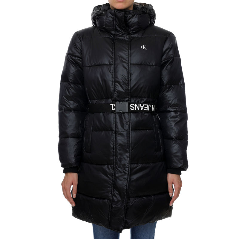 Ženska zimska jakna Calvin Klein LOGO BELT WAISTED LONG PUFFER
