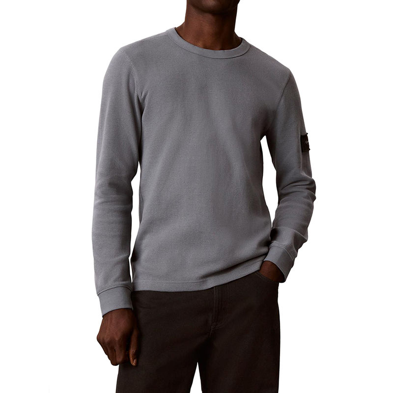 Muška majica Calvin Klein Ls waffle badge crewnk tee