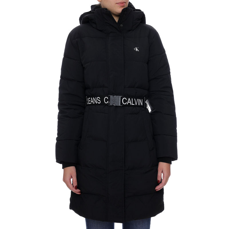 Ženska jakna Calvin Klein WAISTED LOGO LONG PUFFER