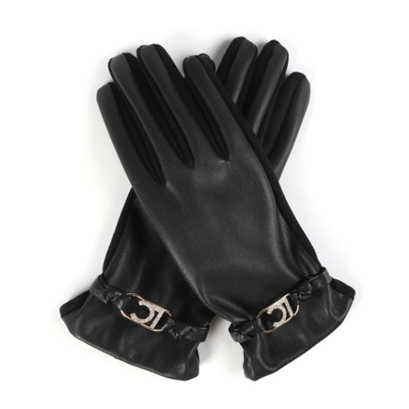 Ženske rukavice Lola Faux leather gloves with oval logo bracelet