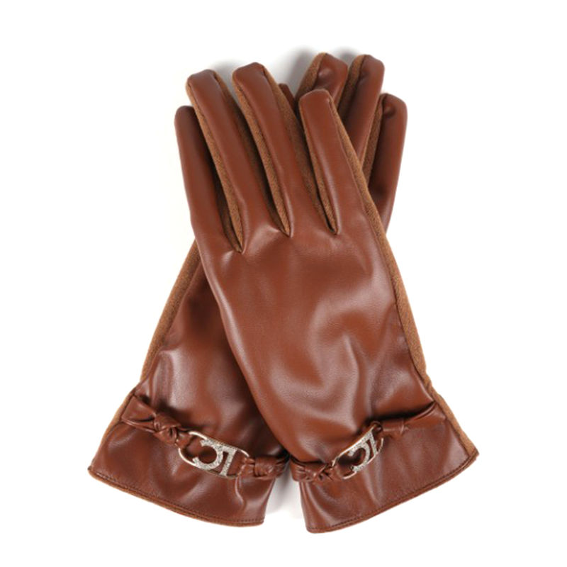 Ženske rukavice Lola Faux leather gloves with oval logo bracelet