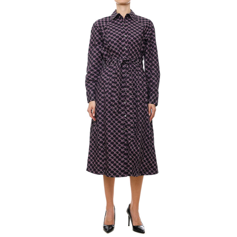 Ženska haljina Karl Lagerfeld Monogram Printed Poplin Dress