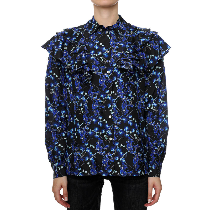 Ženska košulja Karl Lagerfeld Orchid Print Silk Shirt