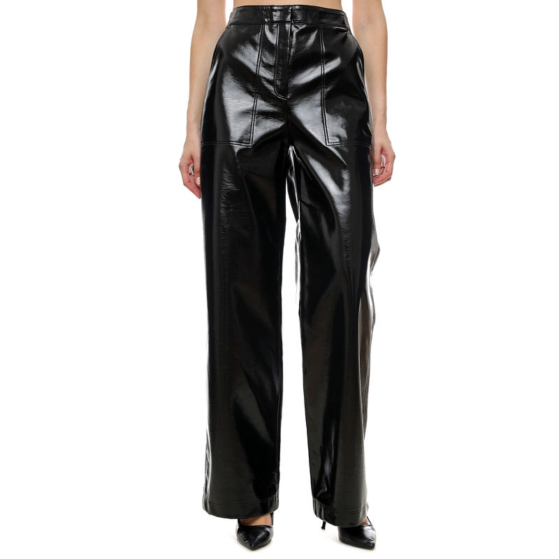 Ženske pantalone Karl Lagerfeld Faux Patent Leather Pants