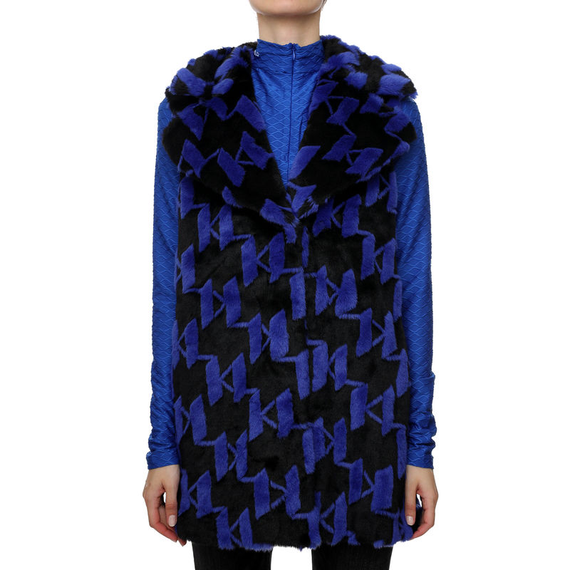 Ženski prsluk Karl Lagerfeld Faux Fur Monogram Gilet