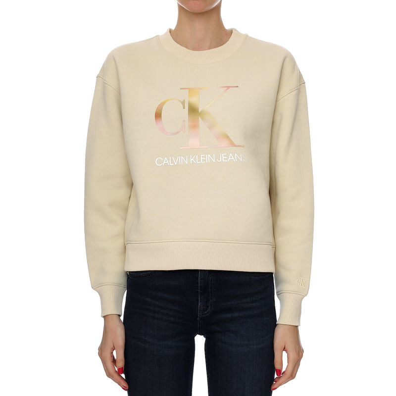 Ženski duks Calvin Klein SATIN BONDED BLURRED CK CREWNECK