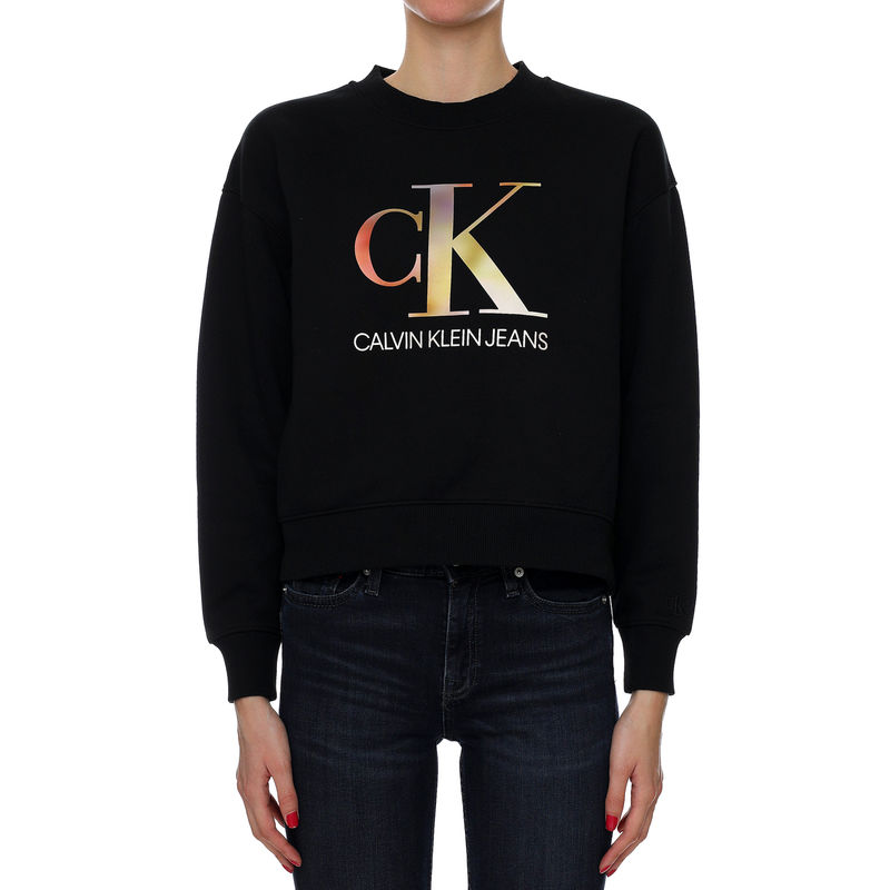Ženski duks Calvin Klein SATIN BONDED BLURRED CK CREWNECK