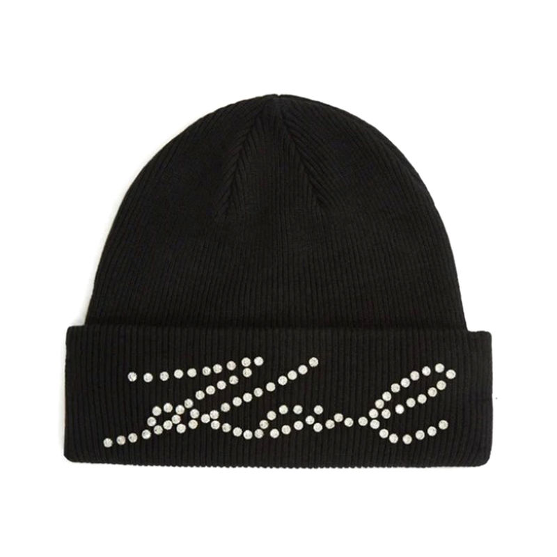 Ženska zimska kapa Karl Lagerfeld K/signature rhinestones beanie