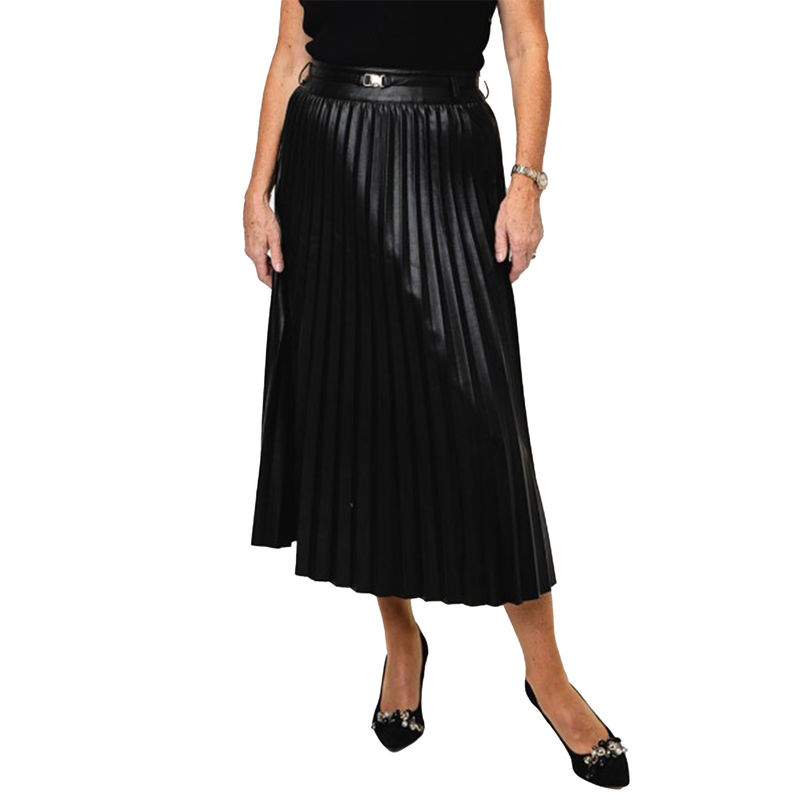 Ženska haljina Lola Midi dress with leather effect pleated skirt
