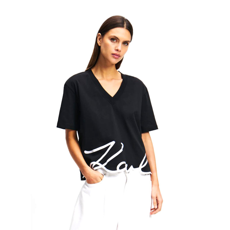 Ženska majica Karl Lagerfeld karl signature hem v-nk tshirt