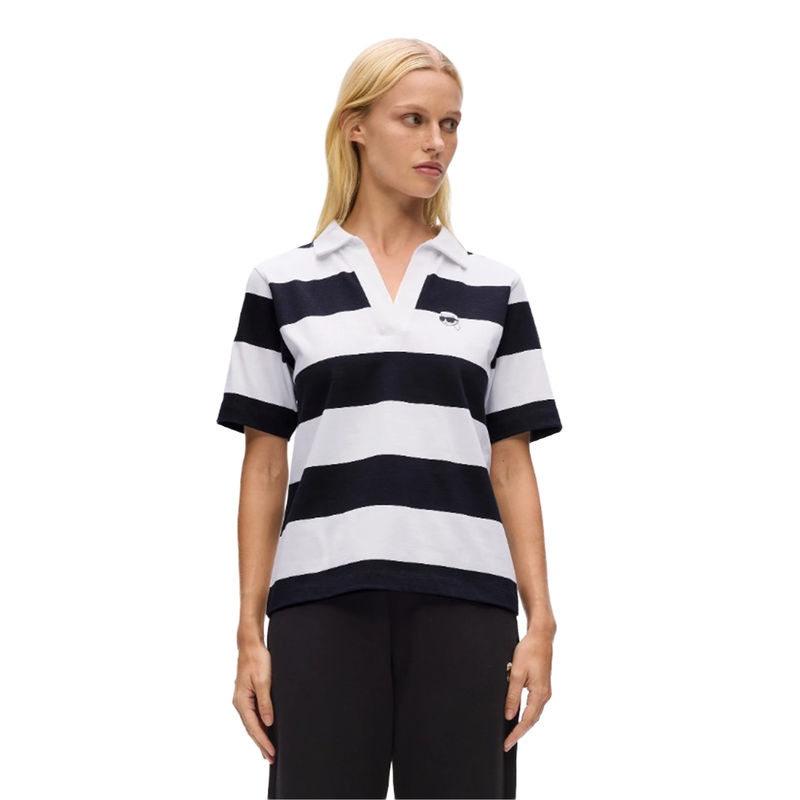 Ženska majica Karl Lagerfeld ikon patch stripe sslv polo