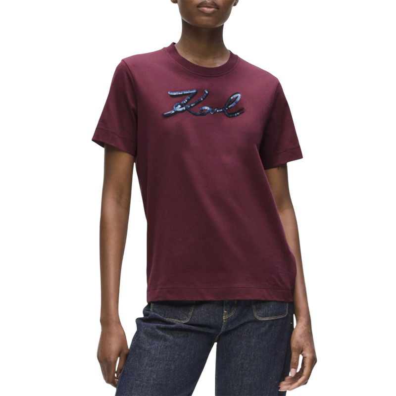 Ženska majica Karl Lagerfeld signature sequins t-shirt