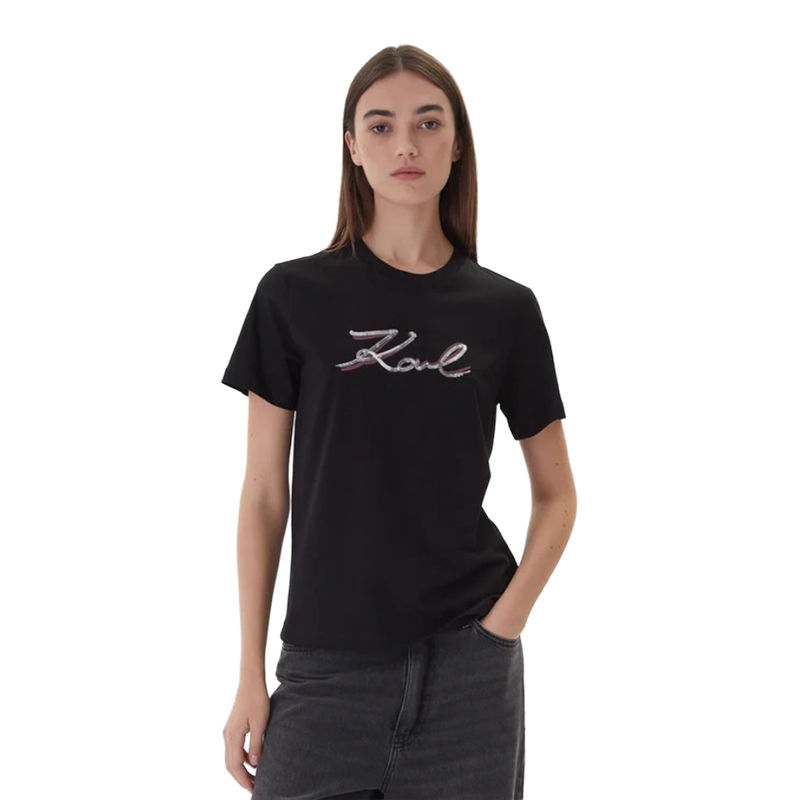 Ženska majica Karl Lagerfeld signature sequins t-shirt