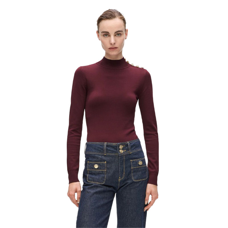 Ženska rolka Karl Lagerfeld button detail mock neck