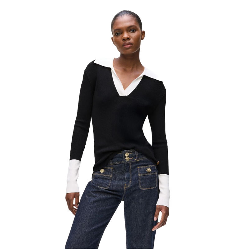 Ženski džemper Karl Lagerfeld black and white polo neck