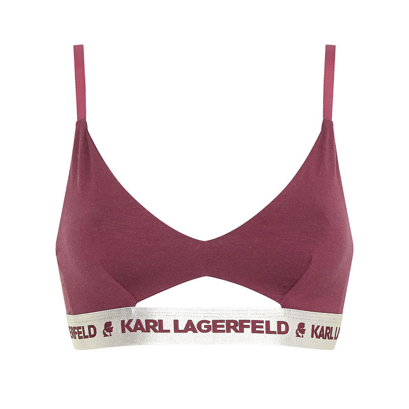Ženski top Karl Lagerfeld Metallic Peephole Logo Bra