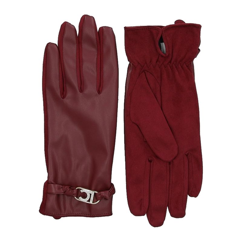 Ženske rukavice Lola Faux leather gloves with oval logo bracelet