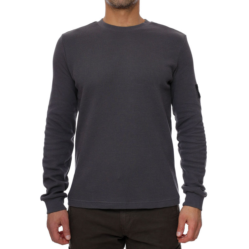 Muški duks Calvin Klein MONOGRAM BADGE WAFFLE LS TEE
