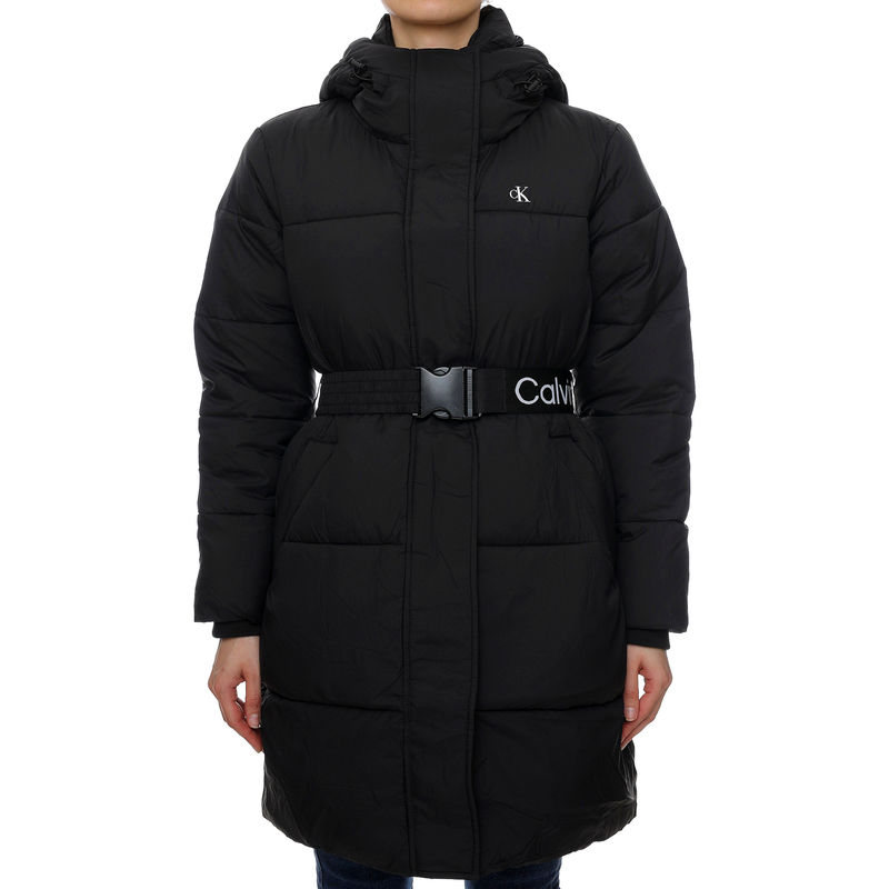 Ženska jakna Calvin Klein Logo Belt Waisted Long Puffer