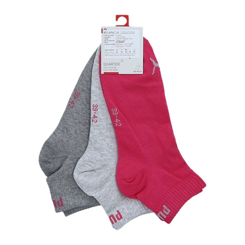 Ženske čarape Puma Unisex Quarter Plain 3P