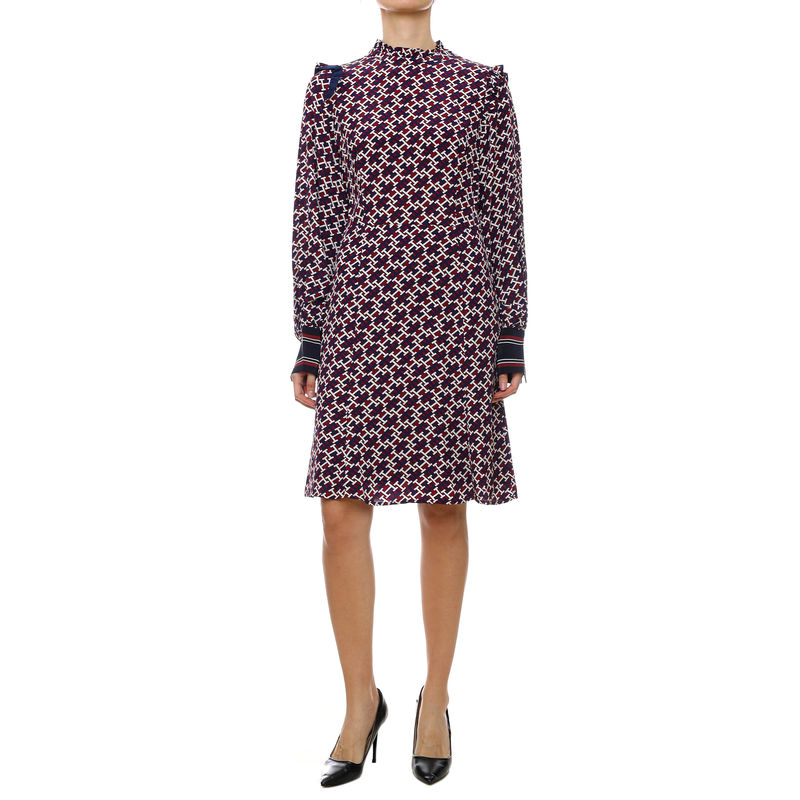 Ženska haljina Tommy Hilfiger VIS MONOGRAM KNEE DRESS LS