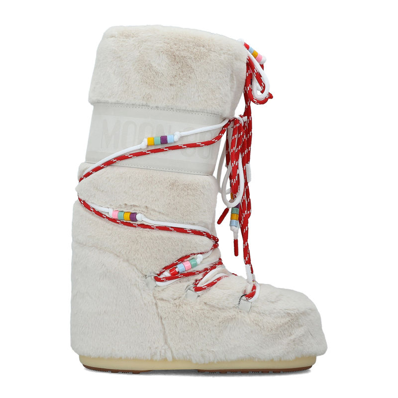 Ženske čizme Moon Boot Icon faux fur bead cream