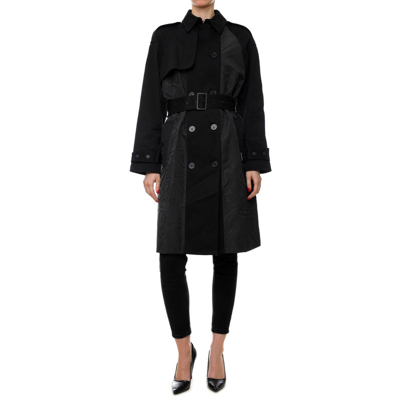 Ženski kaput Karl Lagerfeld PRINTED FABRIC MIX TRENCH COAT