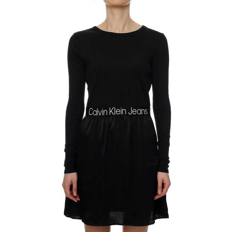 Ženska haljina Calvin Klein Logo Elastic Mock Neck Dress