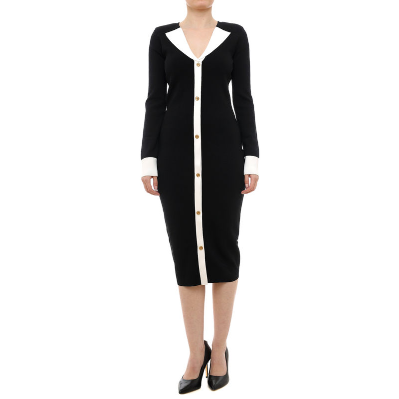 Ženska haljina Karl Lagerfeld black and white knit dress