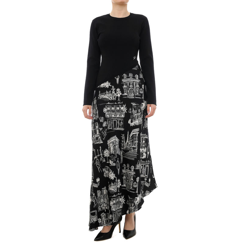 Ženska haljina Karl Lagerfeld paris sketch fabric mix dress