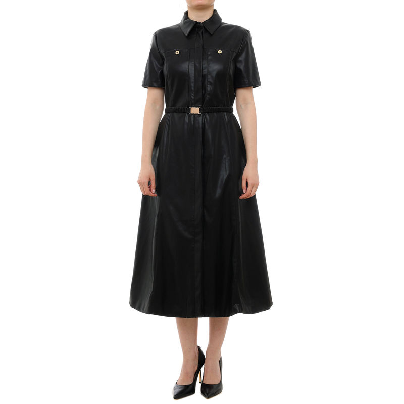 Ženska haljina Lola Faux leather a-line dress with belt