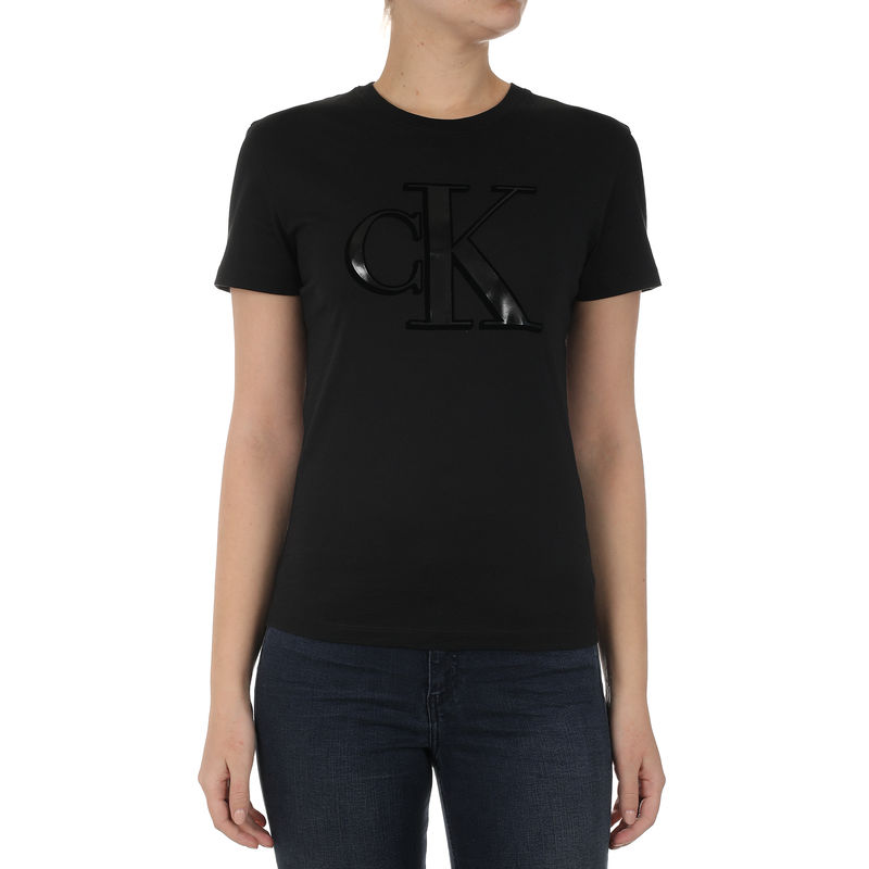 Ženska majica Calvin Klein FLOCK MONOGRAM CK SLIM TEE